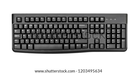 Computer keyboard on white background. Royalty-Free Stock Photo #1203495634