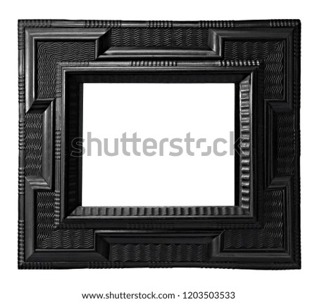 Wooden black vintage frame isolated on white background