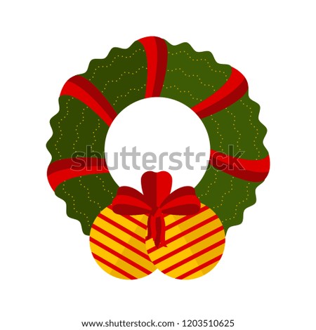 Christmas ball decoration with holly wreath icon. Vector illustration design