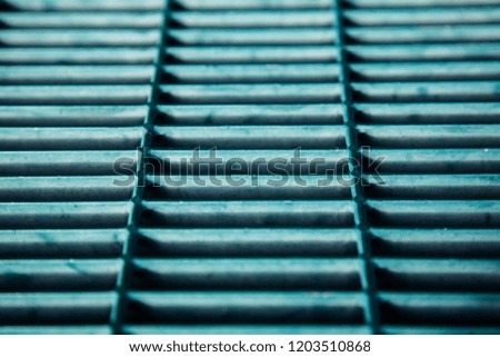 Geometric pattern of metal. Perspective. Metal grill. Metal fence. Metal structures.