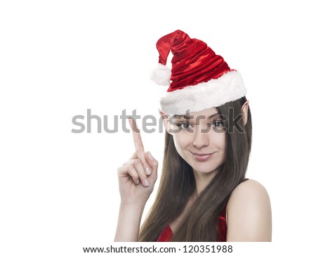 Funny christmas elf on white background