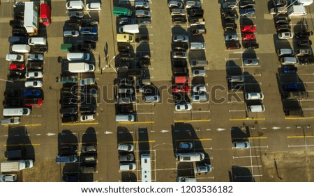 Aerial view of the parking lot. 