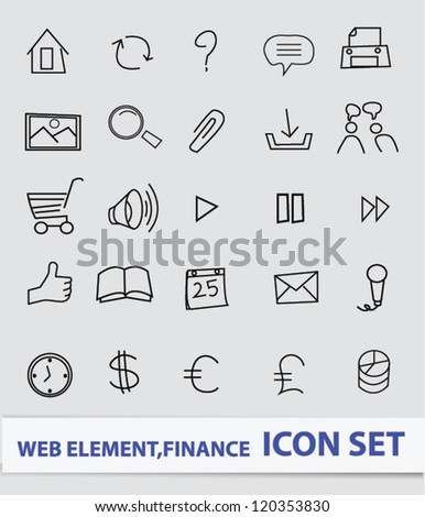 Web and finance icon set,drawing icons,Vector