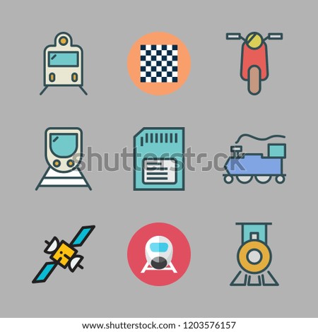 move icon set. vector set about van, memory card, scooter and chess board icons set.