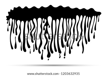 Black abstract splash and spot on a white background with shadow
