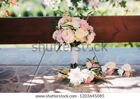 bridal bouquet. beautiful flowers. wedding accessories for the bride. floristry.