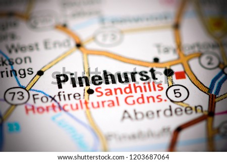 Pinehurst. North Carolina. USA on a map Royalty-Free Stock Photo #1203687064