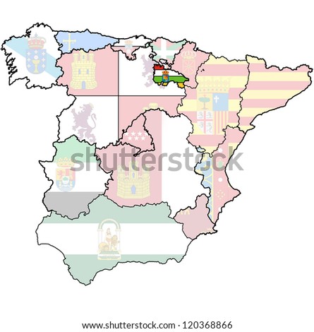 la rioja region on administration map of regions of spain with flags and emblems