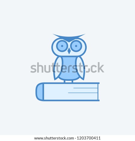 Owl on the book2 colored line icon. Simple dark and light blue element illustration. Owl on the bookconcept outline symbol design