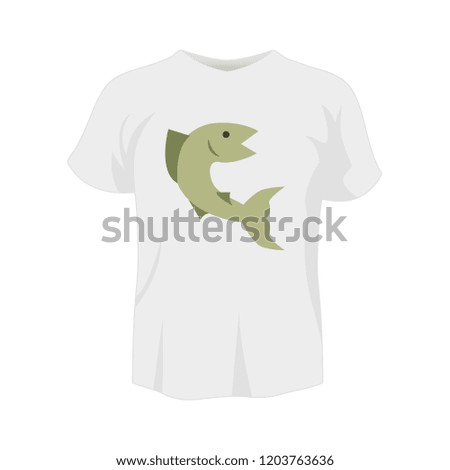 T-shirt white color mockup isolated from background with River fish colored