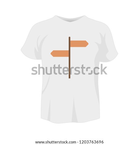 T-shirt white color mockup isolated from background with road sign colored