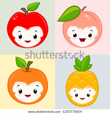 Vector illustration of cartoon fruits for design element