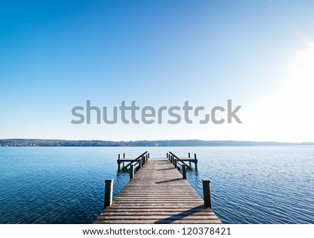 beautiful old wooden jetty - nice background with copy space
