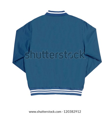 blue sport jacket back view isolated on white background