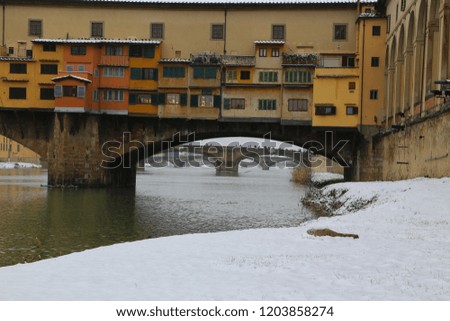 Ponte Vecchio  in Florence with snow