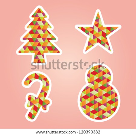 Christmas Object, Modern Style, Celebrate, Holidays, Greeting Card, Triangle and Trapezoid Pattern, Colorful Vector