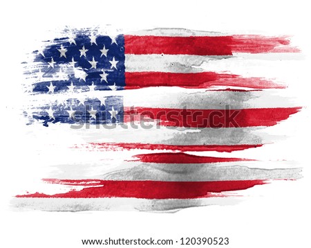 The USA flag painted on white paper with watercolor Royalty-Free Stock Photo #120390523
