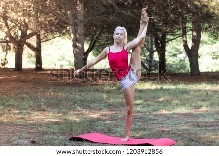 Young girl relaxed in the field doing yoga