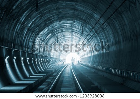 Building of railway tunnel. "Ejpovice tunnel". Railway corridor construction with workers Royalty-Free Stock Photo #1203928006