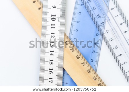 Set of measuring rulers isolated on white background