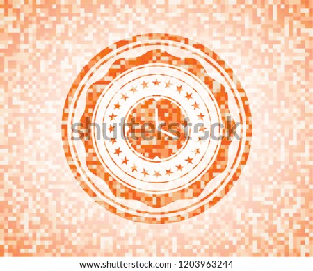 clock, time icon inside orange mosaic emblem
