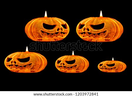 Halloween pumpkins Isolated on black background
