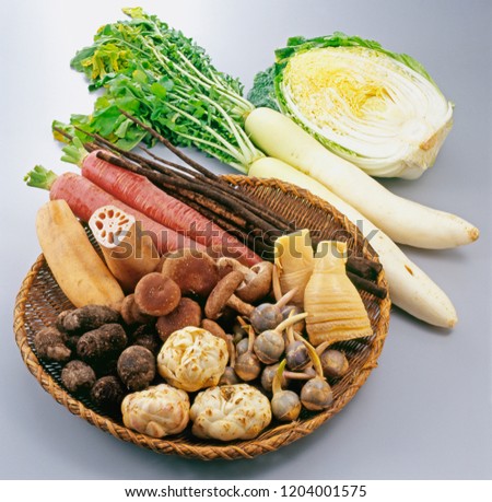 Composition with assorted raw vegetables
