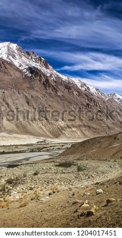 Landscape : Scenic Route On Khadung La Road , Leh Ladakh , India
