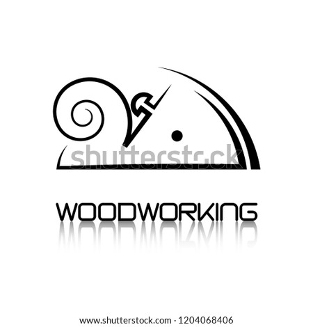 
an illustration consisting of an image of a planer plowing a tree and the inscription "woodworking"