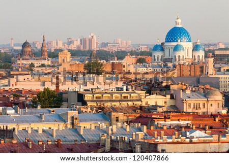 View of St. Petersburg from the colonnade of St. Isaac's Cathedral. Royalty-Free Stock Photo #120407866
