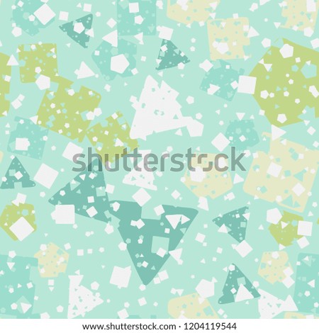 Seamless abstract texture consisting of round, square and pentagonal elements.