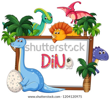 Many dinosaur frame template illustration