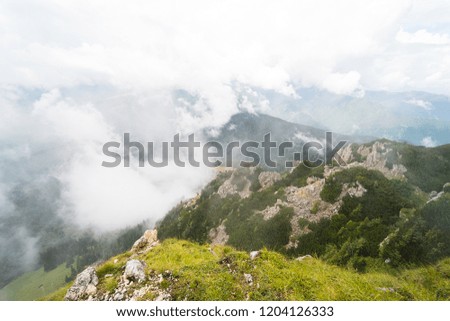 Wild mountains of Romania with mist