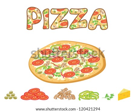 Pizza - vector image and text