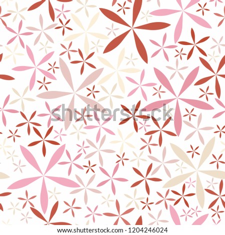 Seamless floral pattern. Floral background. Pastel colors. Five petals flowers