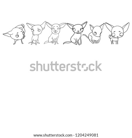 Set of vector drawings, funny dogs, cartoon characters, moods and emotions
