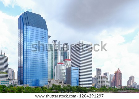 Clean colorful cityscape photo of Bangkok city downtown, thailand.