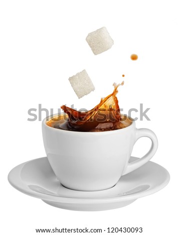 coffee splashing sugar Royalty-Free Stock Photo #120430093