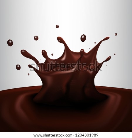 Realistic Hot Chocolate Splash With Ripples. EPS10 Vector