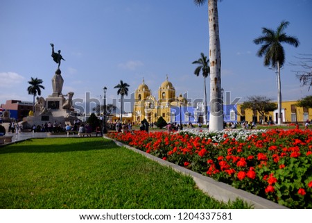 LA CATEDRAL DE TRUJILLO From Plaza de Armas - Trujillo - Peru Royalty-Free Stock Photo #1204337581