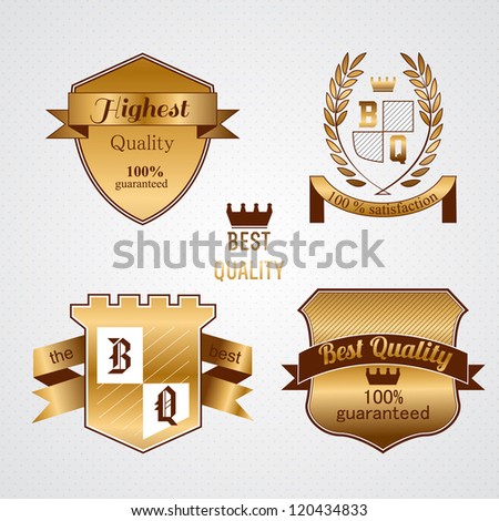 Collection of Premium Quality and Guarantee  Golden Labels with retro vintage styled design