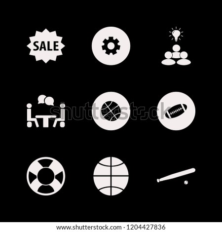 team icon. team vector icons set rugby ball, talking people, sale and lifebuoy