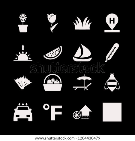summer icon. summer vector icons set hotel location, bee, watermelon slice and thermometer