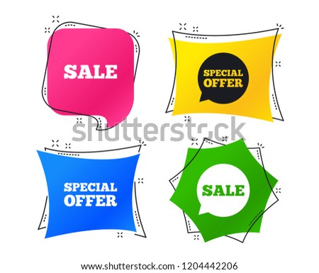 Sale icons. Special offer speech bubbles symbols. Shopping signs. Geometric colorful tags. Banners with flat icons. Trendy design. Vector