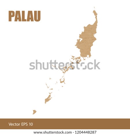 Vector illustration of detailed map of Palau cut out of craft paper or cardboard