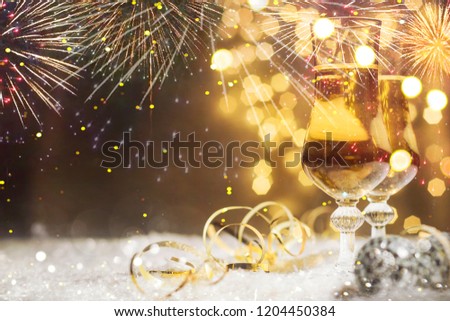 Christmas and New Year holidays background with champagne