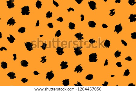 Seamless Endless Hand Drawn Watercolor Abstract Geometric Shapes Dots Animal Skin Pattern Isolated Orange Background