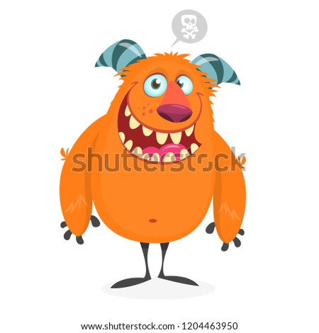 Funny fat orange monster for Halloween holiday