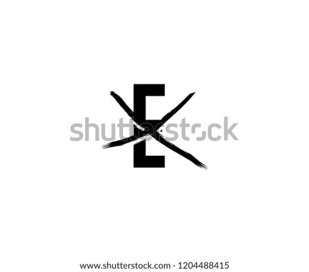 Letter E Abstract Grunge Stroke Cross Mark Logo