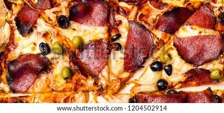 Pepperoni pizza slices background